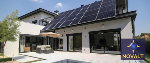 Panneaux solaires intégrés dans une architecture moderne